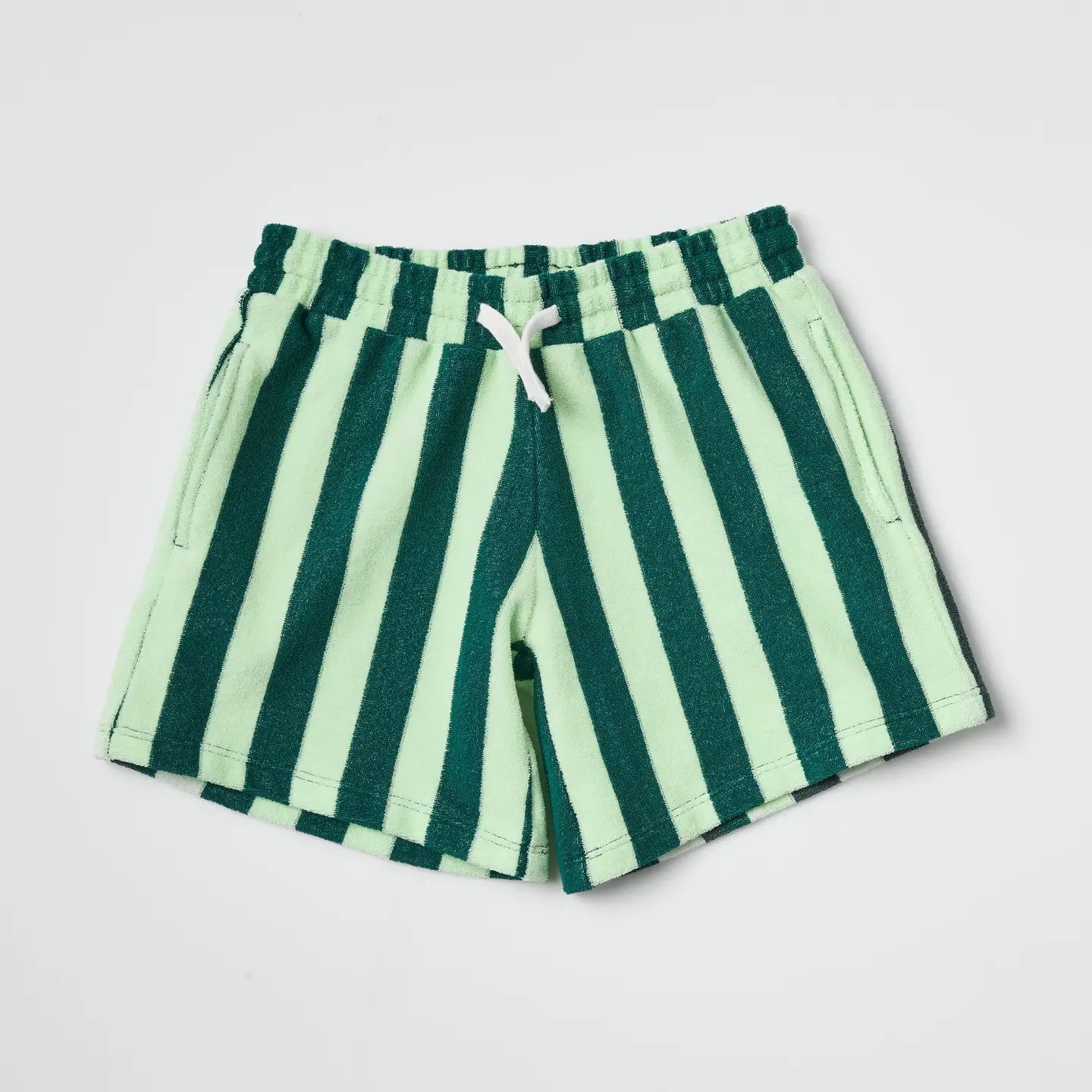 Green Striped Terry Shorts