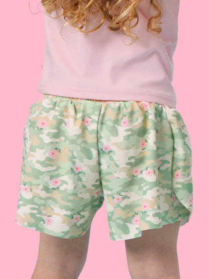 Sage Blossom Camo Butterfly Shorts