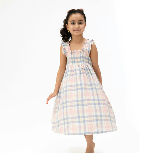 Dusty Plaid Sundress W/Bloomer