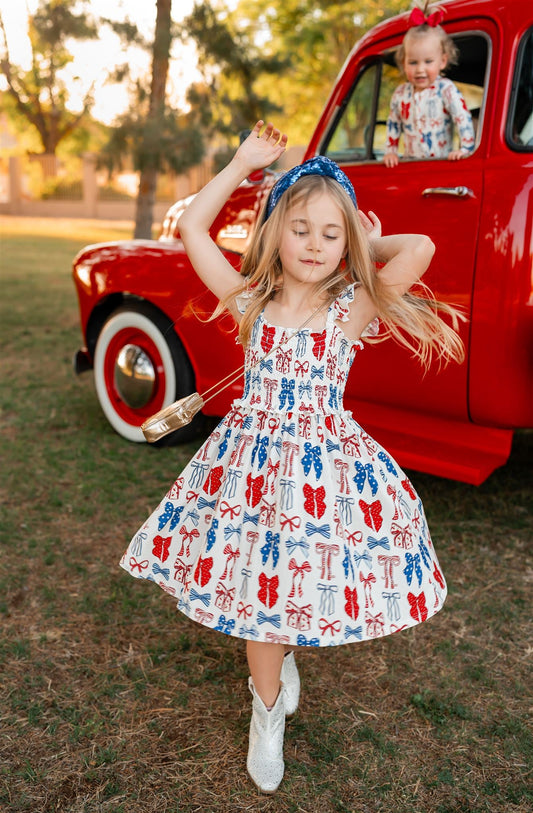 Red, White & Blue Smocked Dress