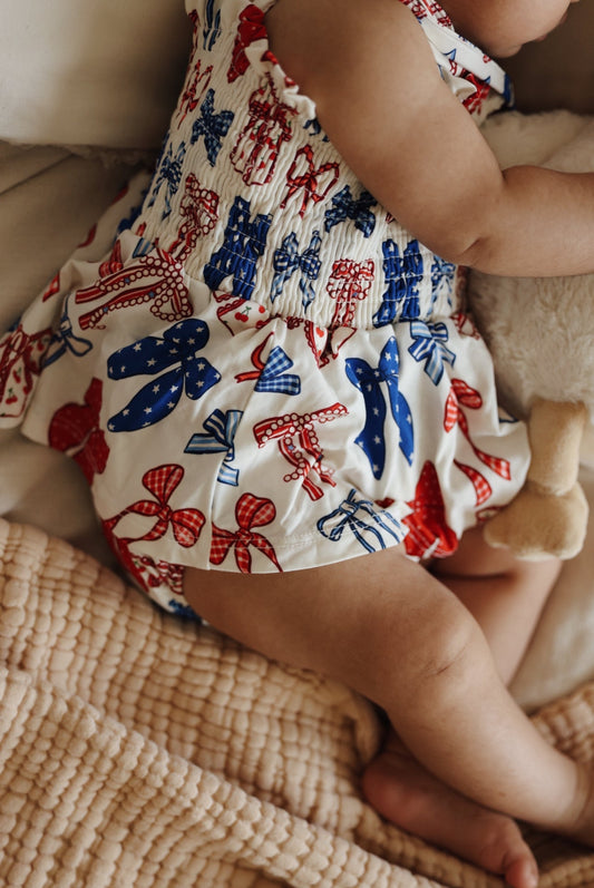 Red, White & Blue Smocked Romper