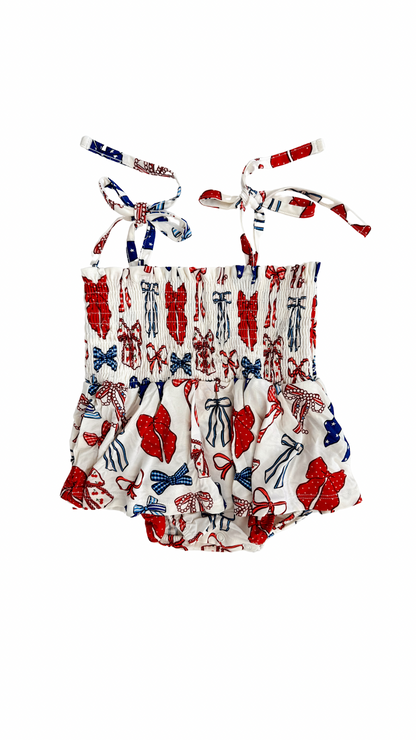 Red, White & Blue Smocked Romper