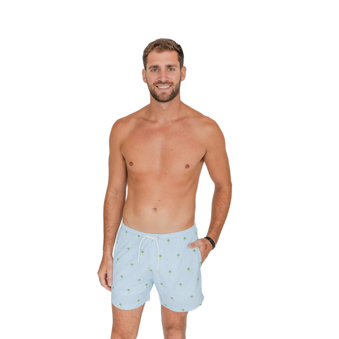 Palm Stripes Men's Swim Trunk