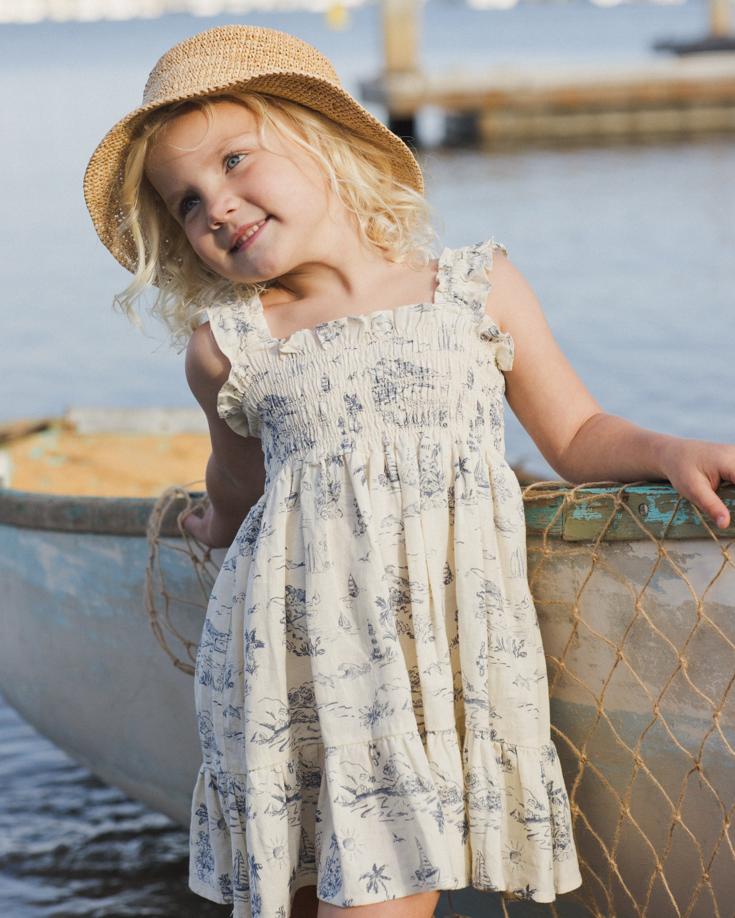 Sutton Dress - Ocean Toile