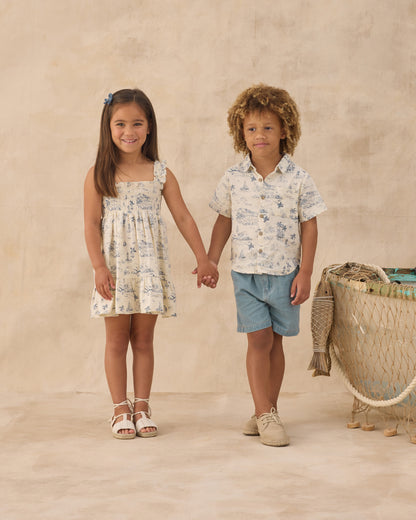 Ocean Toile Collared Shirt