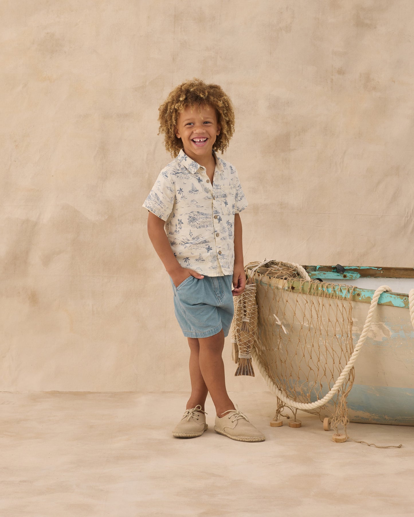 Ocean Toile Collared Shirt