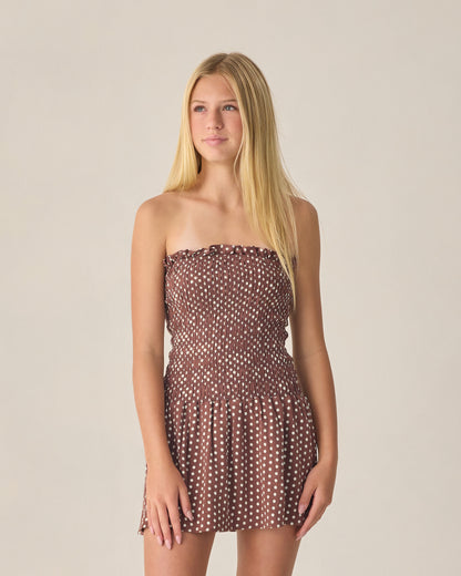 Teen Daria Mini Dress - Chocolate Polka Dot