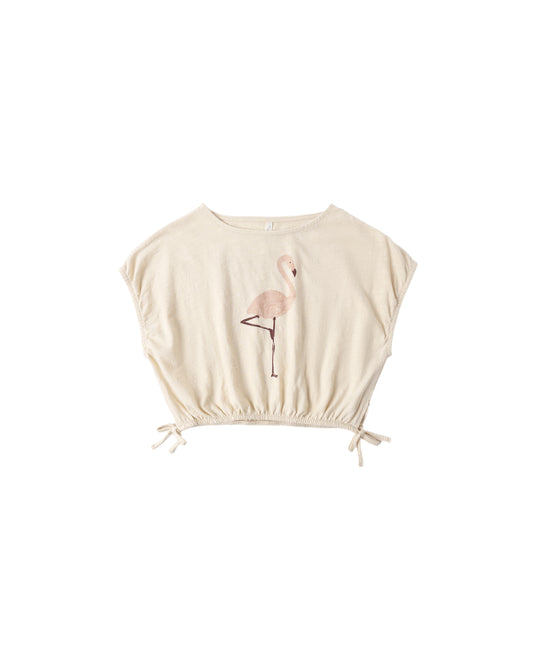 Cropped Cinch Tee - Flamingo
