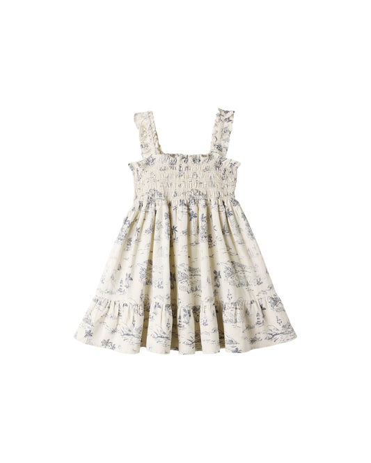 Sutton Dress - Ocean Toile