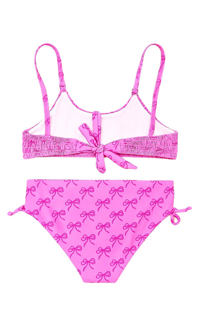 Bow Printed Smocked Bikini
