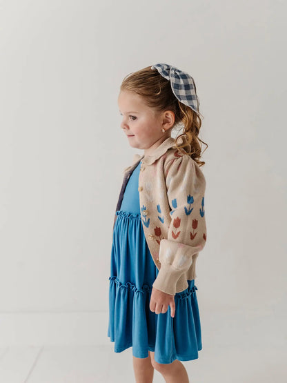 Girl's Double Tiered Dress - Stonewash