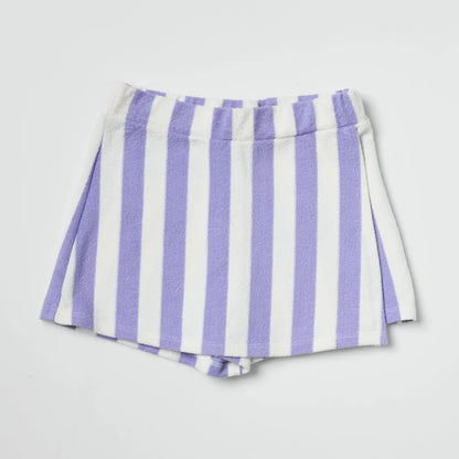 Purple Striped Terry Skort
