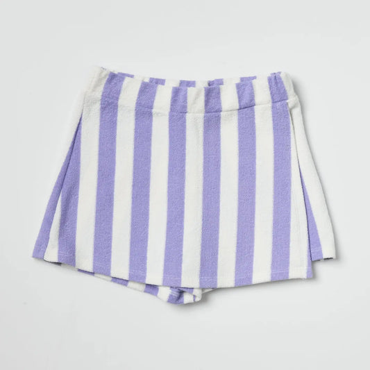 Purple Striped Terry Skort