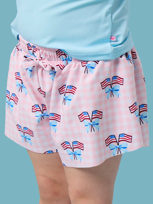 Pink Gingham Patriotic Shorts