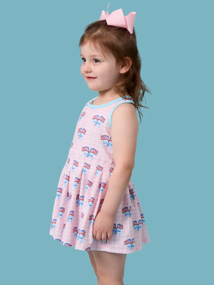 Pink Patriotic Gingham Active Dress