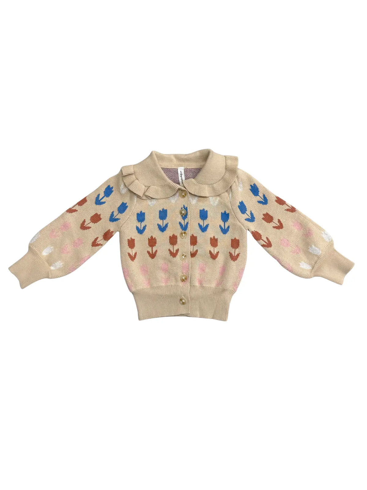 Girl's Floral Knit Cardigan - Tulip Intarsia
