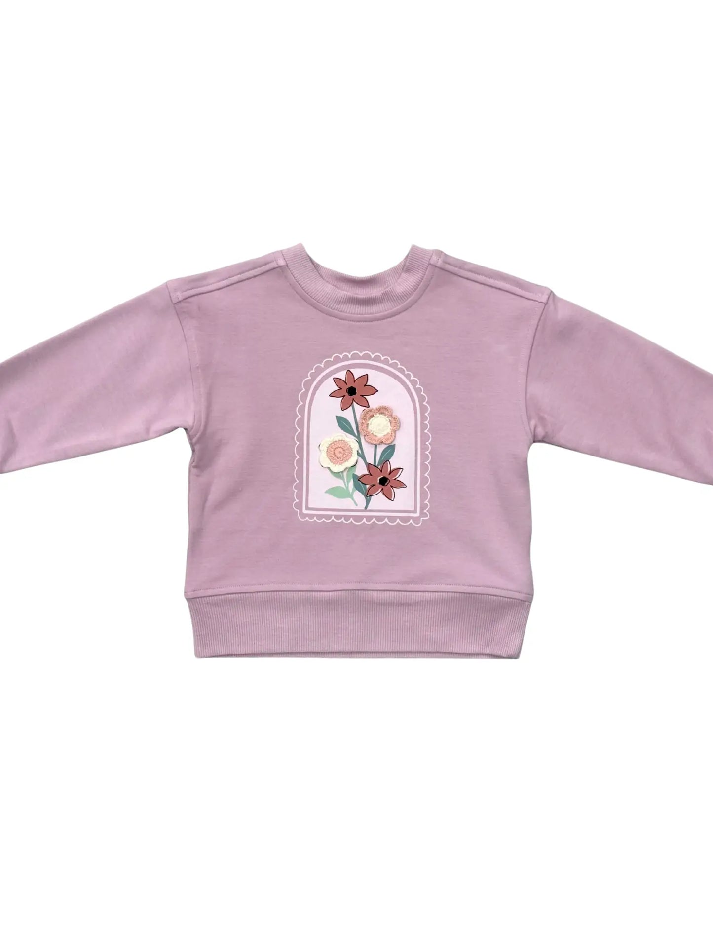 Crochet Flower Boxy Sweatshirt