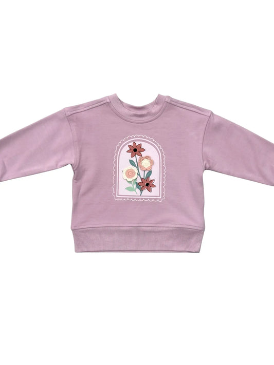 Crochet Flower Boxy Sweatshirt