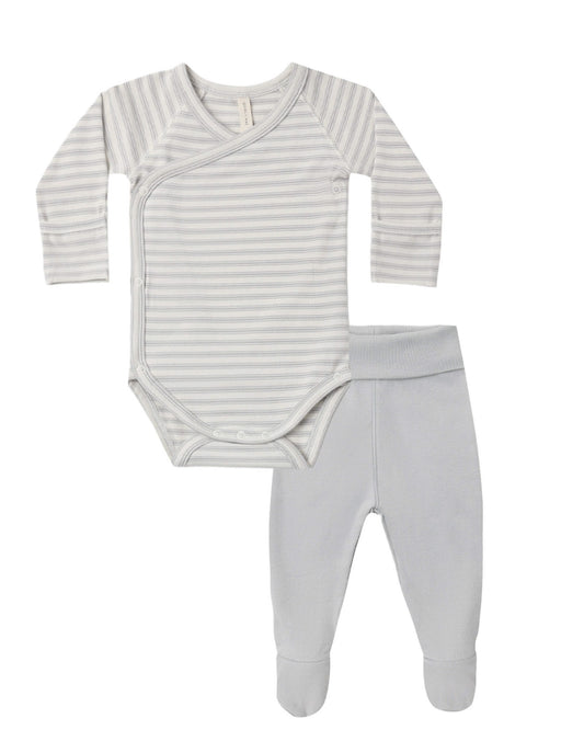 Side Snap Bodysuit/Pant Set Cloud Stripe