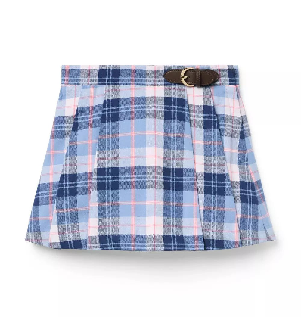 Pink Plaid Buckle Skirt