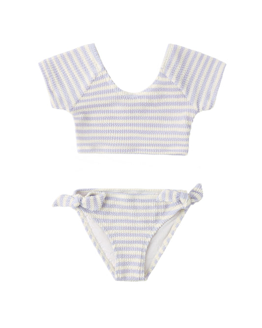 Cropped Rashguard Swim Set - Periwinkle Stripe