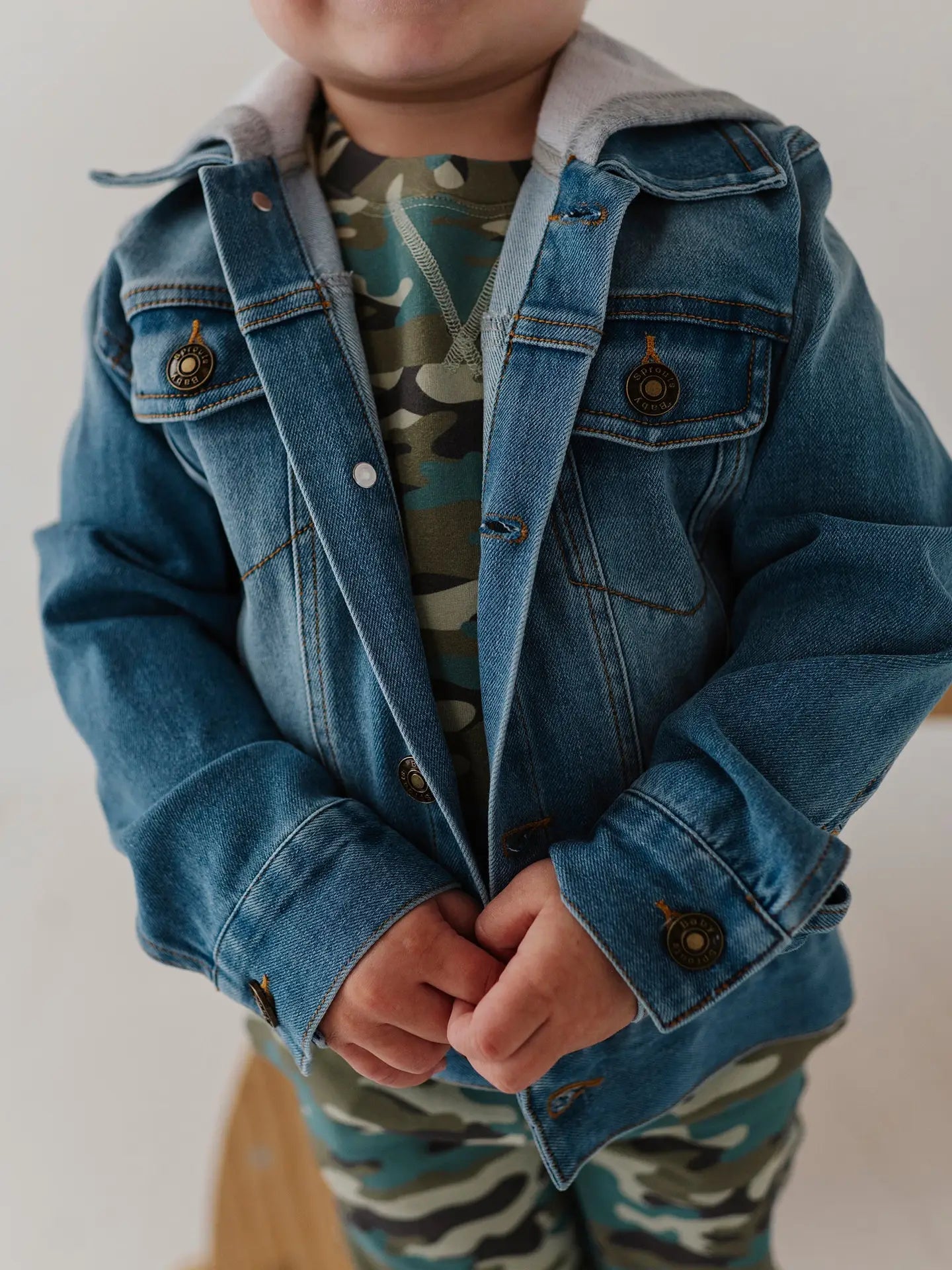 Boy's Hooded Denim Jacket - Blue Wash