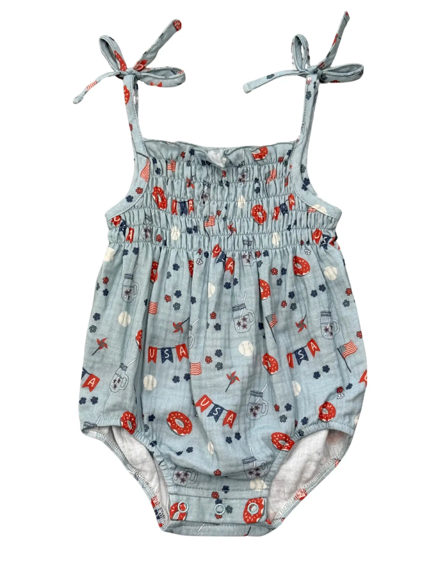 Smocked Bubble Romper - Summer USA