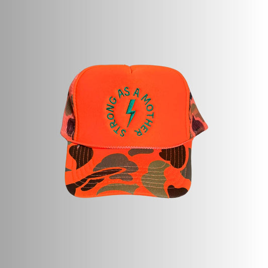 Neon Orange Camo Trucker Hat