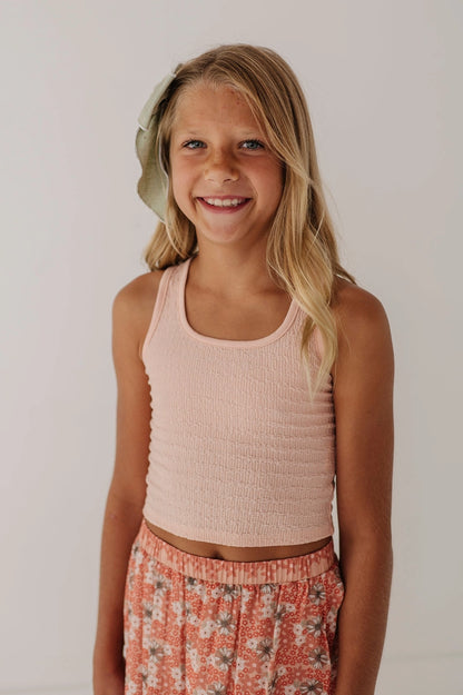 Textured Square Neck Tank - Rose Cloud