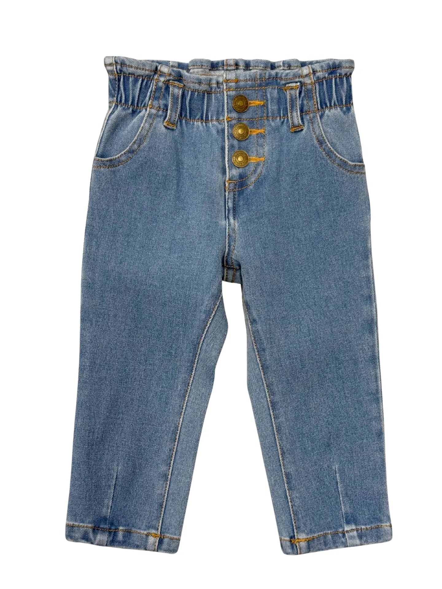 Paperbag Denim Pants - Blue Wash