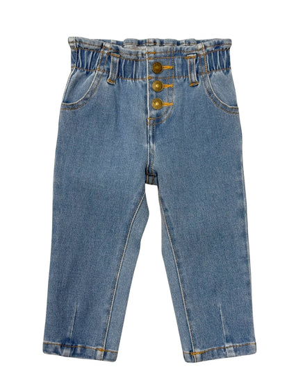 Paperbag Denim Pants - Blue Wash