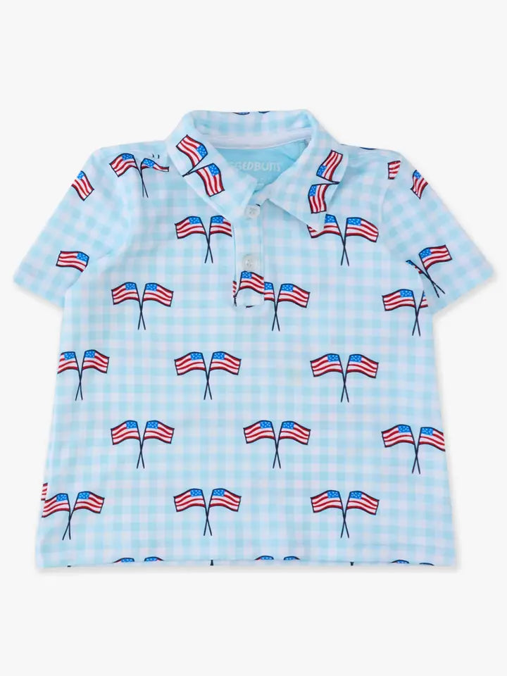 Boys Patriotic Gingham Polo Tee