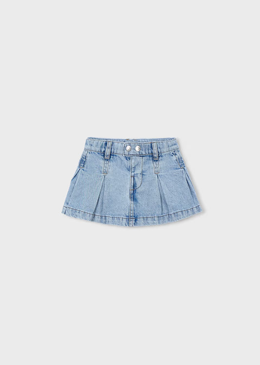 Girls Pleated Denim Skirt