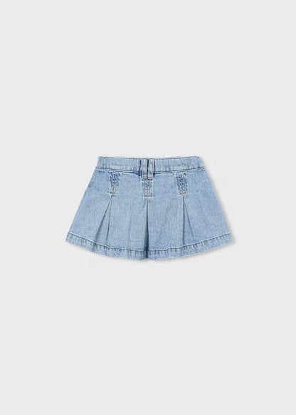 Girls Pleated Denim Skirt