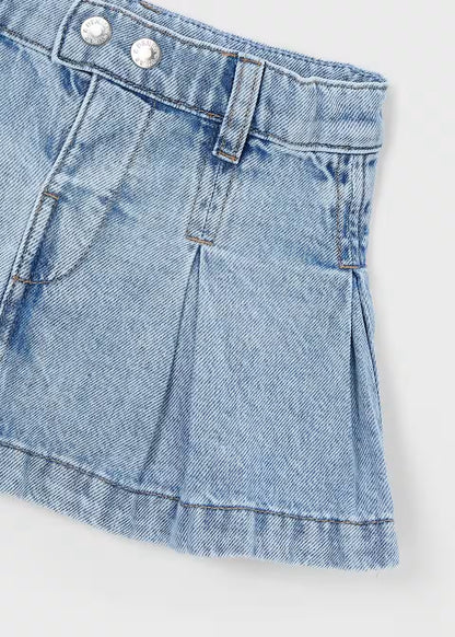 Girls Pleated Denim Skirt