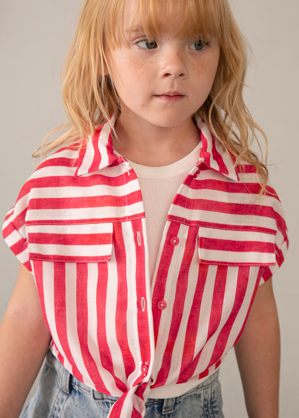 Girls Red stripe Top
