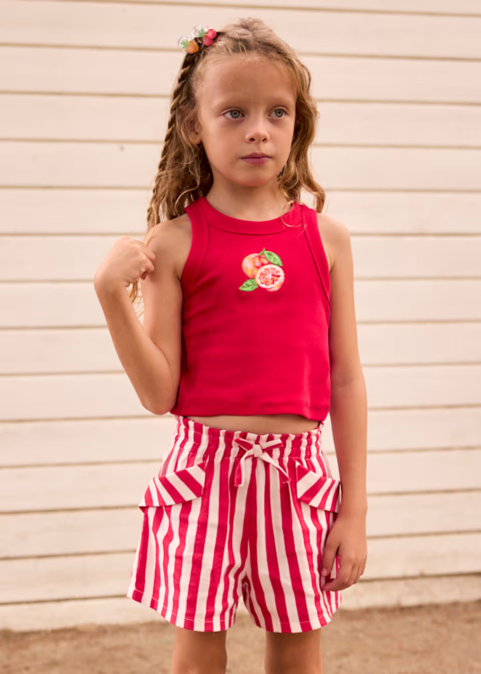 Girls Red Stripe Short