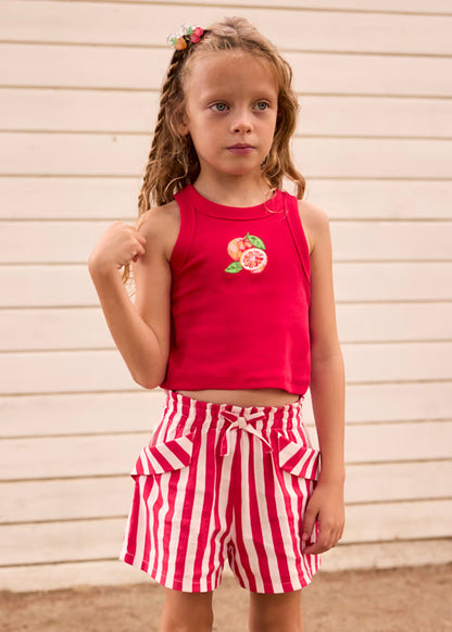 Girls Red Stripe Short