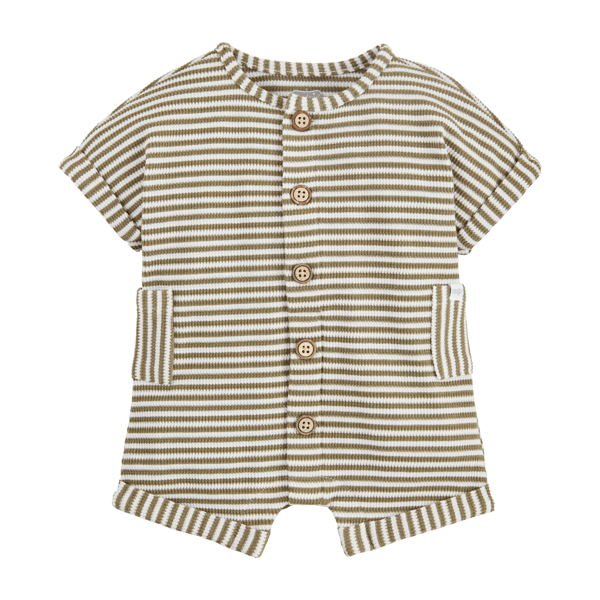 Green Stripe Waffle Romper