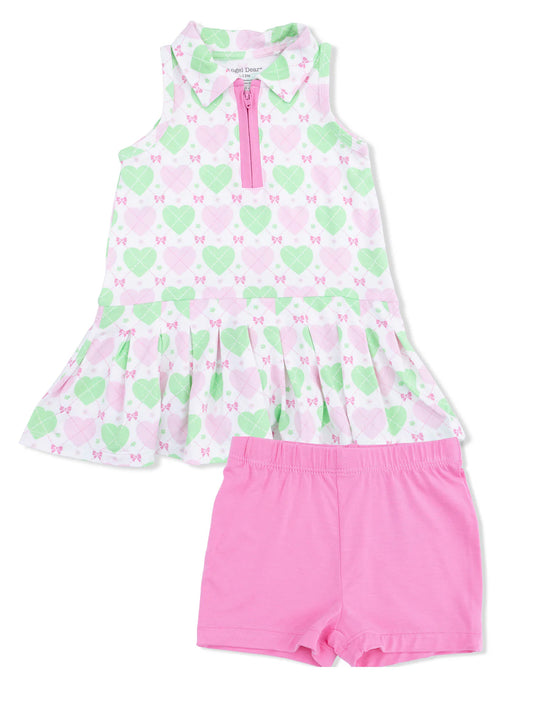 Heart Argyle Tennis Dress with Shorts