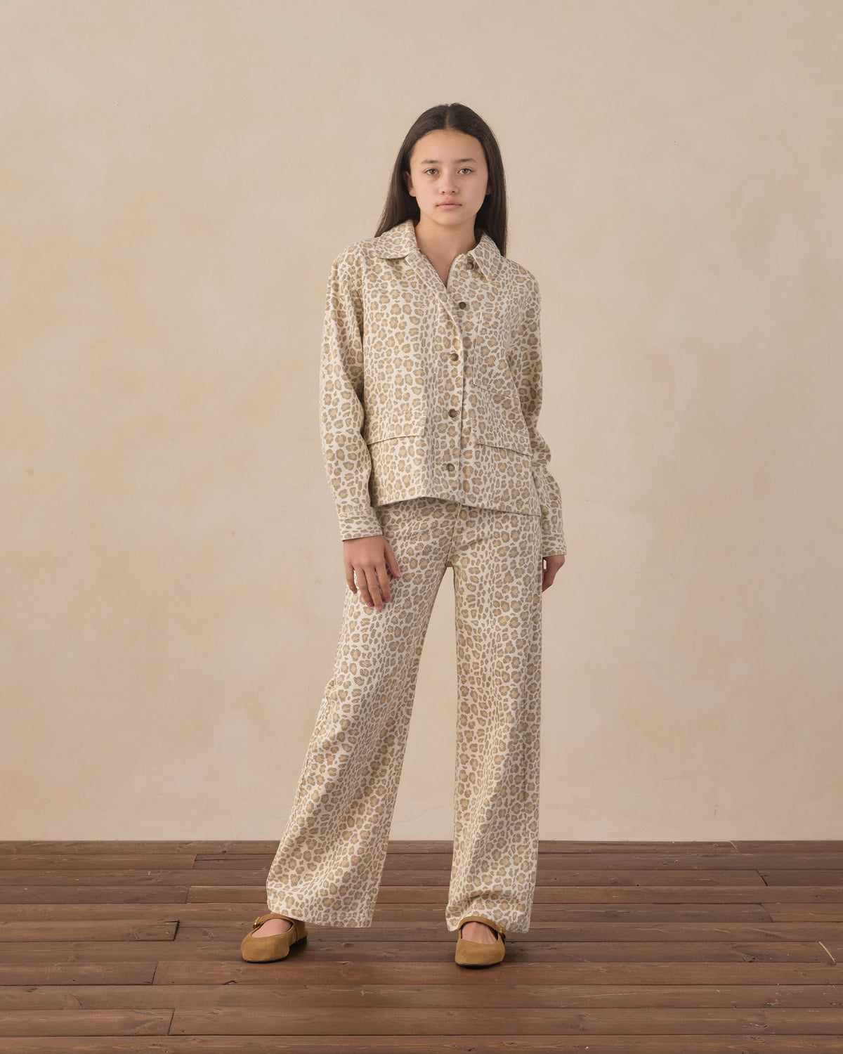 Teen Baggy Wide Leg Denim leopard