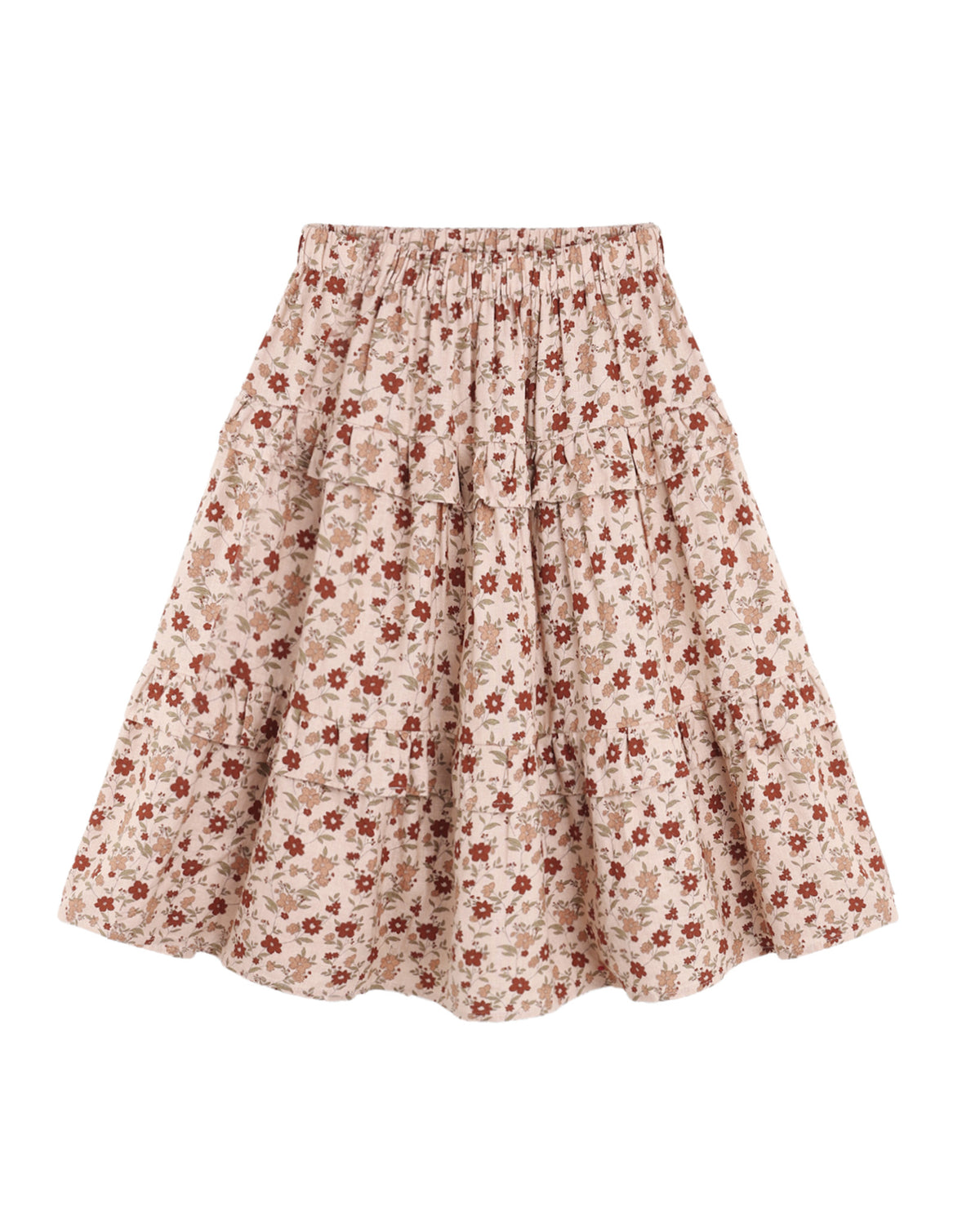 Ruffled Midi Skirt Pink Floral