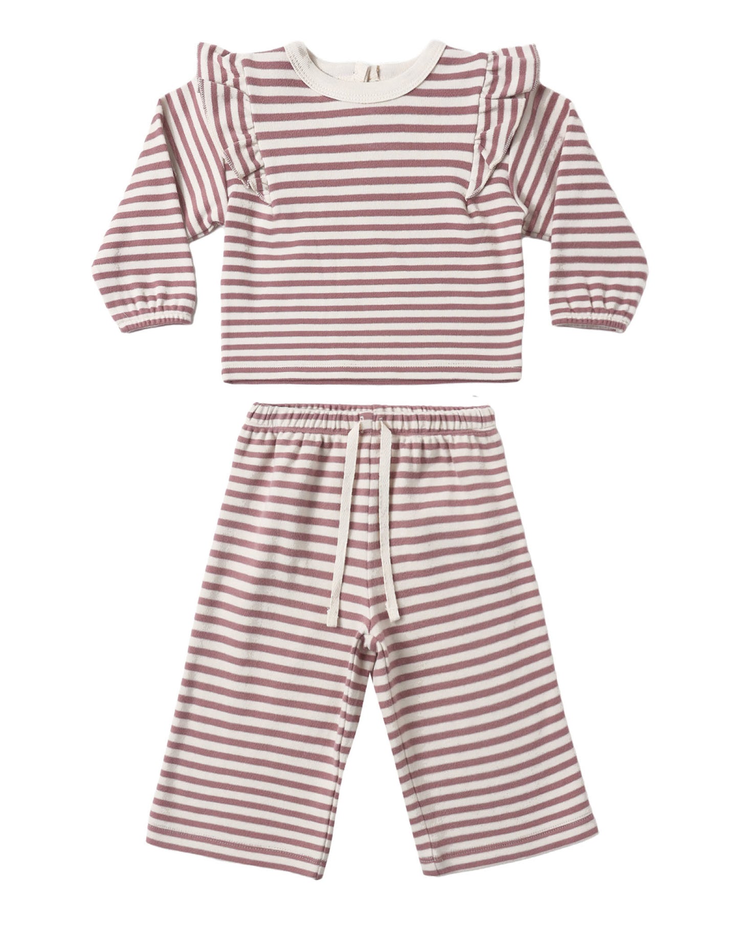 Mulberry Stripe Ruffle Cozy Set
