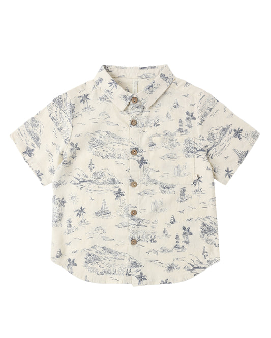 Ocean Toile Collared Shirt