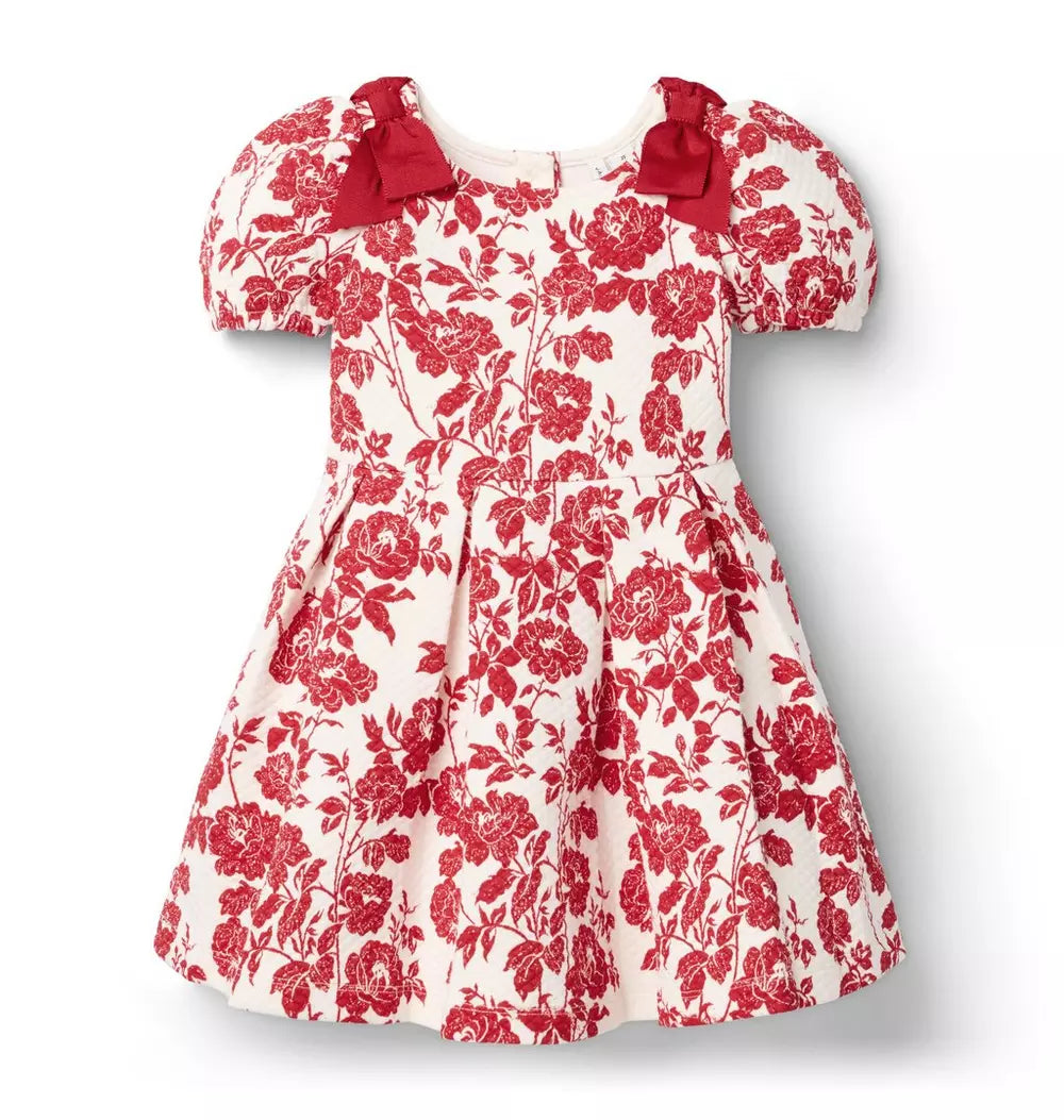Red Floral Quilted Dress