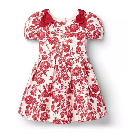 Red Floral Quilted Dress