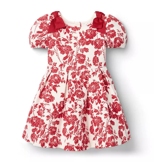 Red Floral Quilted Dress