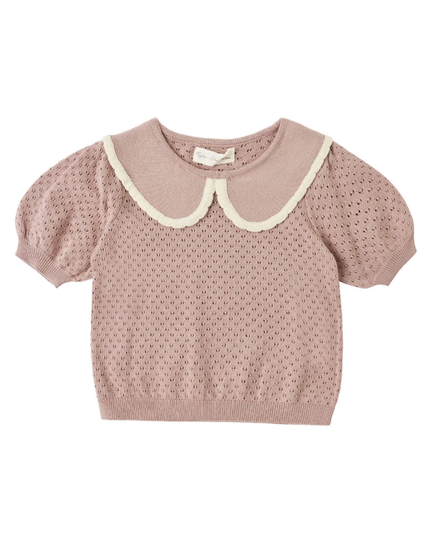 Pointelle Collarded Top Rosewood