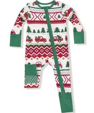 Red Truck Fair Isle Zip Romper