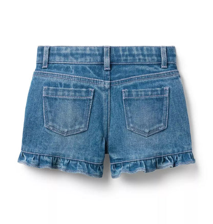 Girls Denim Ruffle Short